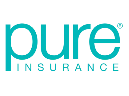 Teal text logo reading pure INSURANCE with a registered trademark symbol.
