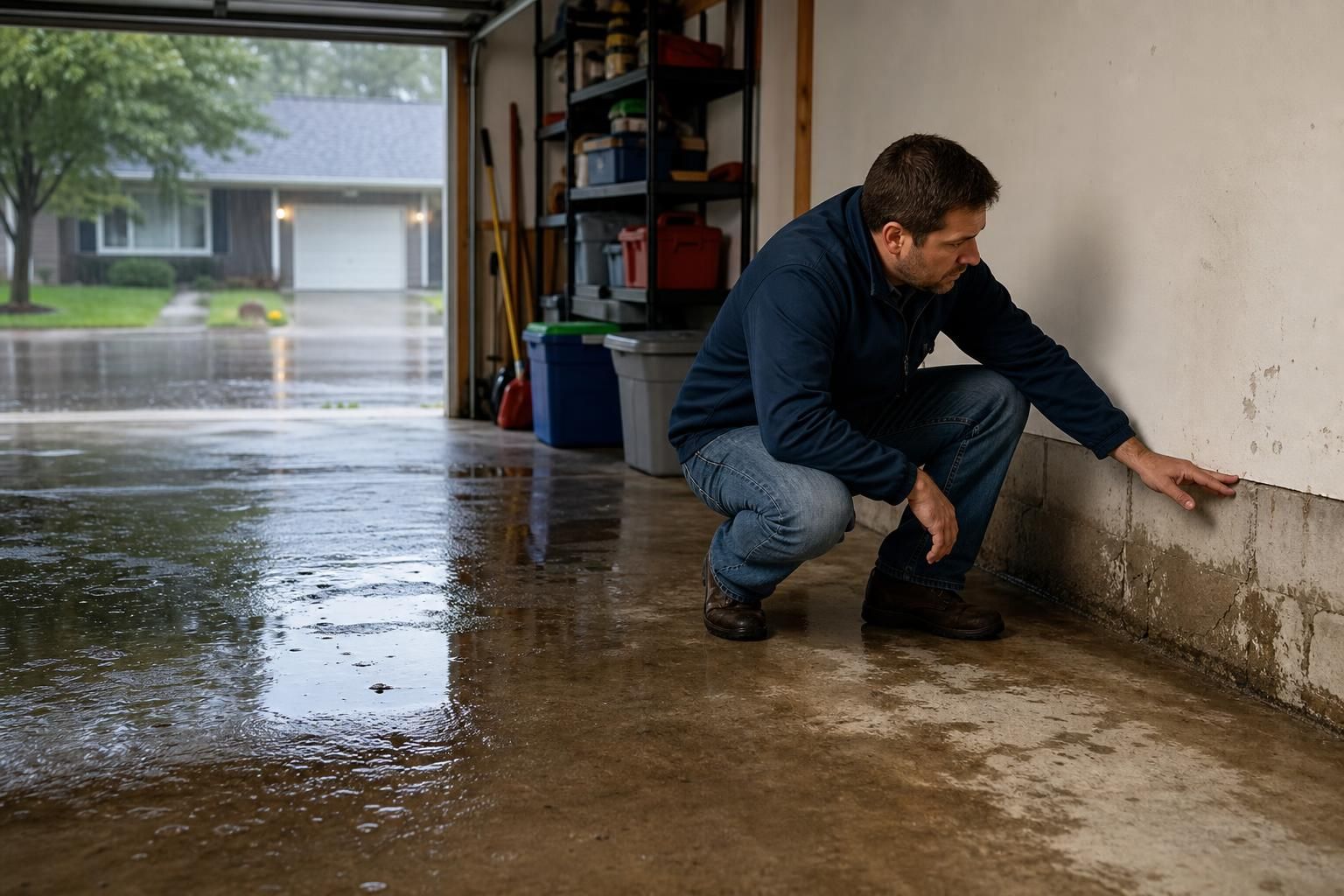 Garage Water Damage After Heavy Rain: What to Check Before It Spreads