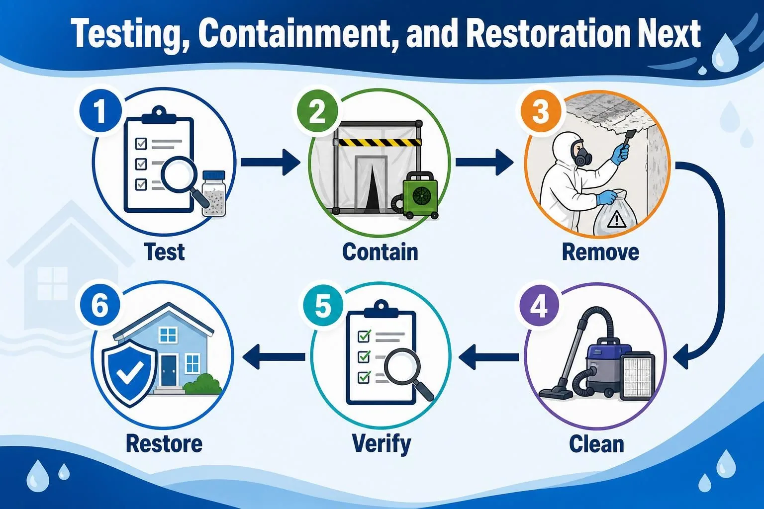 Test, contain, remove, clean, verify, and restore steps