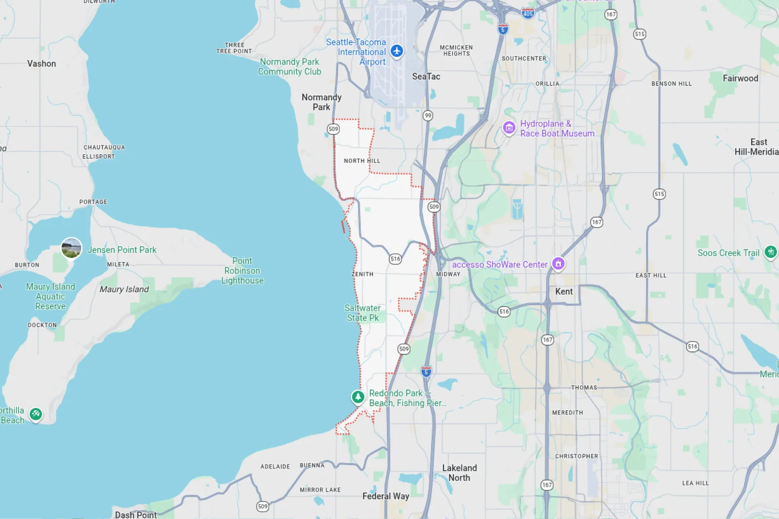 Map of Des Moines and surrounding roads.